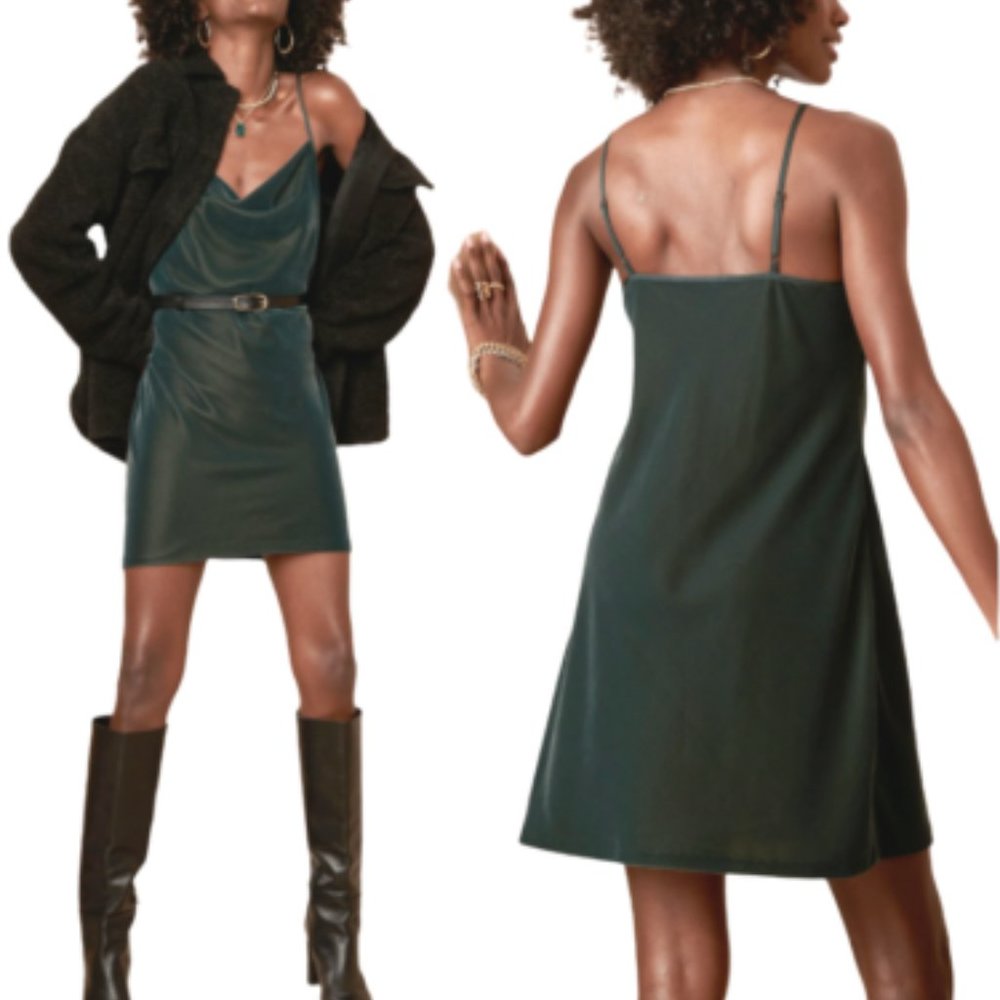 Green Velvet Cowl-neck Dress - NWT